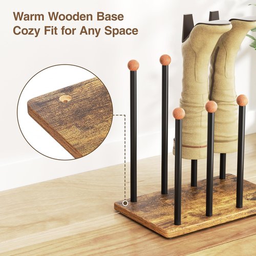 pickpiff Cedar Ball End Boot Rack 8-Pair Shoe Organizer Free standing Metal Holder with Wood Base