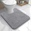 OLANLY U-Shaped Toilet Rug - Extra Soft Chenille, Quick-Dry, Machine Washable, Non-Slip | 20x20 Grey