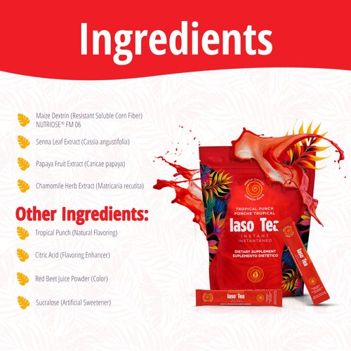 Iaso Instant Tea (Tropical Punch) - Fruity Cleansing Drink for Digestive Support, Refreshing Flavor - 25 Sachets, Pack of 2