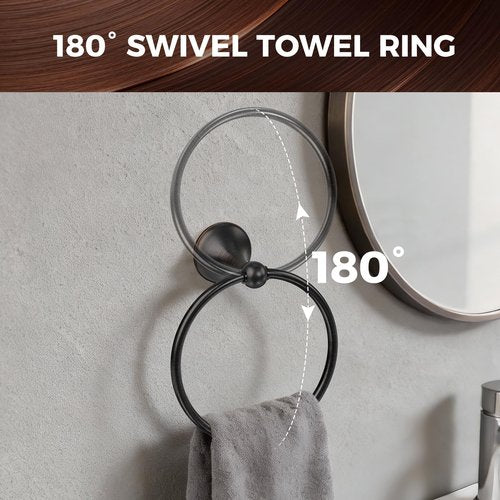 DEGULAS Bathroom Towel Bar Accessories Set，Oil Rubbed Bronze Bathroom Hardware Set, Includes 24In Towel Bar, Towel Ring, Robe Towel Hooks,Toilet Paper Holder, Bathroom Towel Rack Set