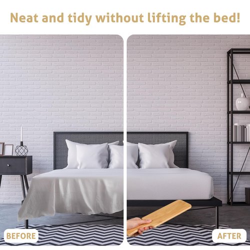 Leinuosen Mattress Lifter & Bed Maker Tool for Changing Sheets, Mattress Wedge Elevator, Bed Sheet Tucking Paddle Effortless Lifting Tuck Sheets Alleviating Back Pain(Bamboo Wood,Wood)