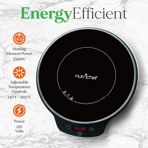 Portable Single Burner Induction Cooktop - 1500W Electric Indoor Induction Cooker Hot Plate Flameless Burner Cook Top w/Digital Display, Sensor Touch Temperature, Auto Shut Off - NutriChef NCIT1S