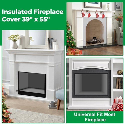 Forestchill Fireplace Cover, 3-Layer Insulation Fireplace Draft Stopper with Velcor, Keep Drafts Out & Prevent Heat Loss, 39" x 55", Easy Cut to Fit