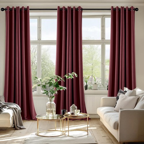 MIULEE Burgundy Red Blackout Curtains - Thermal Insulated Room Darkening Drapes | 90-Inch Long, 2 Panels