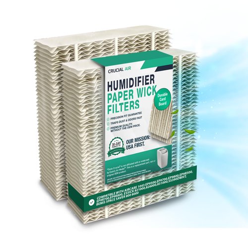 2 Replacement Humidifier Paper Wick Filters Compatible with Aircare Part # 1043 & Models EP9500,EP9700,EP9800,EP9R500,EP9R700,EP9R800 - Essick: 821000,826000,831000,SS390DWHT -by Think Crucial 2 Pack
