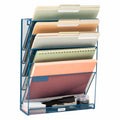 Mind Reader 5-Pocket Vertical File Storage, Desktop Organizer, Wall Mount, Office, Metal Mesh, Turquoise
