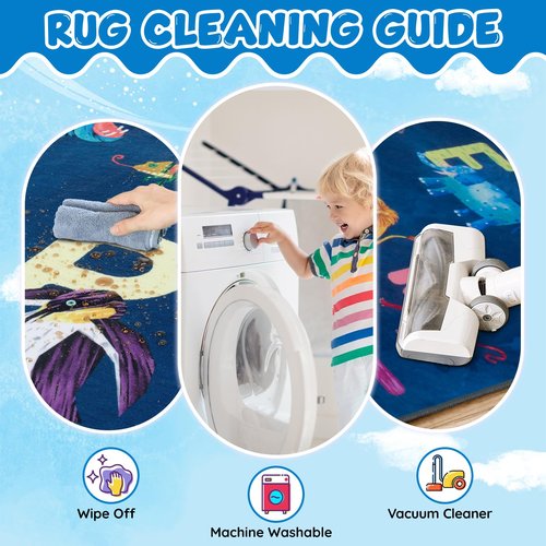 Truqual Classroom Rug Elementary Colorful Alphabet Kids Rugs for Playroom Machine Washable Nursery Rugs for ChildrenToddlers Bedroom