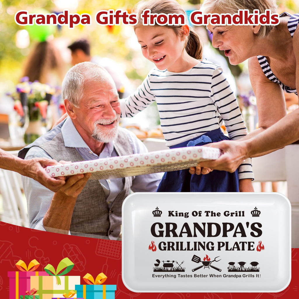 Grandpa Birthday Gifts,Best Grandpa Gifts from Grandkids,Great Papa Grandfather Grandparents Christmas Presents from Granddaughter Grandson,Funny BBQ Grilling Platter with Apron Sets for Fathers Day