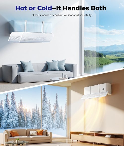 OYLUS Retractable Air Conditioner Deflector - Adjustable AC Air Deflector for Split Units, Anti-Direct Blowing Windshield, Enhances Cooling & Heating Circulation, Universal Fit