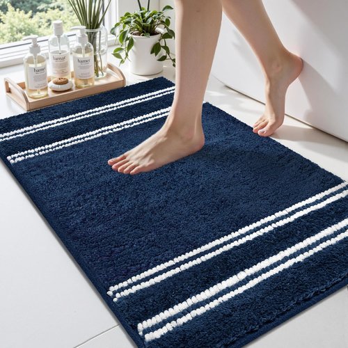 Arenarug Bathroom Rugs - Extra Soft Chenille Bath Mat | Non-Slip, Machine Washable - 17x24 Blue