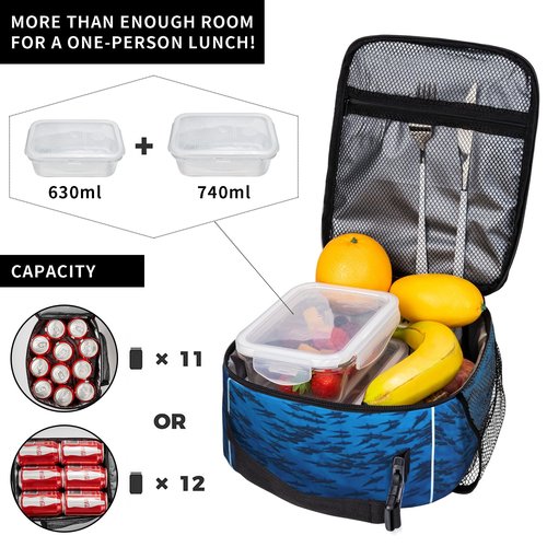 Kids Lunch Bag Lunch Box for Boys Girls Women Men, Reusable Insulated Lunch Tote Bag, Thermal Cooler Sack Food Handbags High Capacity for School Work Travel Picnic (Shark)