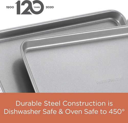 Farberware Bakeware - Nonstick Toaster Oven Pan Set | 4-Piece Baking Set in Gray