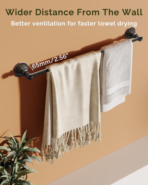 WZKALY Towel Bar 24inch, Stainless Steel Bathroom Towel Rack Wall Mounted, Heavy Duty Towel Rod, Towel Holders for Bathroom, Kitchen (Oil Rubbed Bronze)