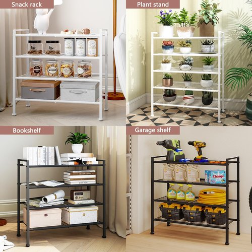 DongRong 4-Tier Shoe Rack,Metal Simple Shoe Storage Organizer Shelf for Closet,Entryway, Bedroom,Garage (Black, 4 Tier)