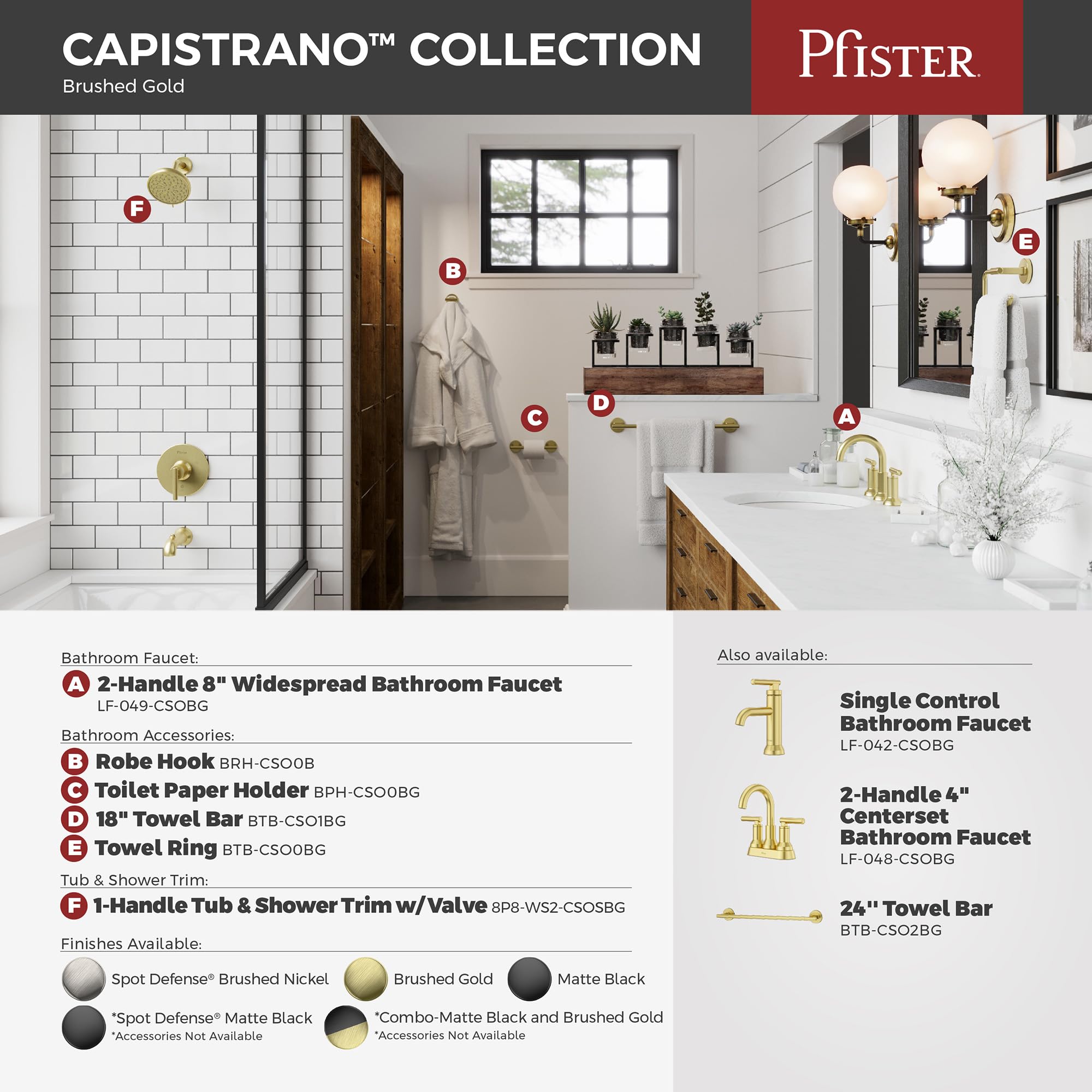 Pfister Capistrano Towel Hook, Bathroom Towel & Robe Hook, Wall-Mounted, Screw-in, Brushed Gold Finish