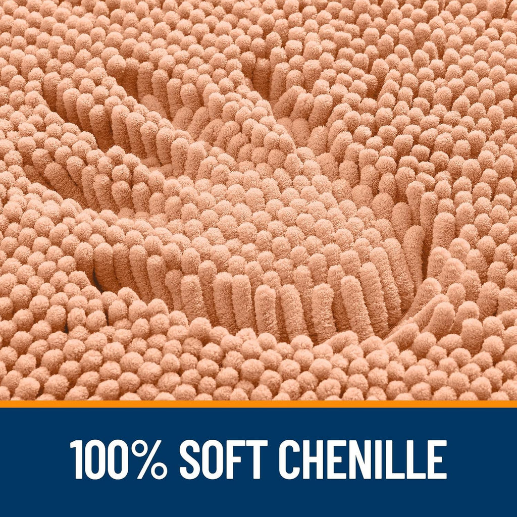 OLANLY U-Shaped Toilet Rugs - Extra Soft Chenille, Quick-Dry, Non-Slip Bath Mat | 24x20, Peach
