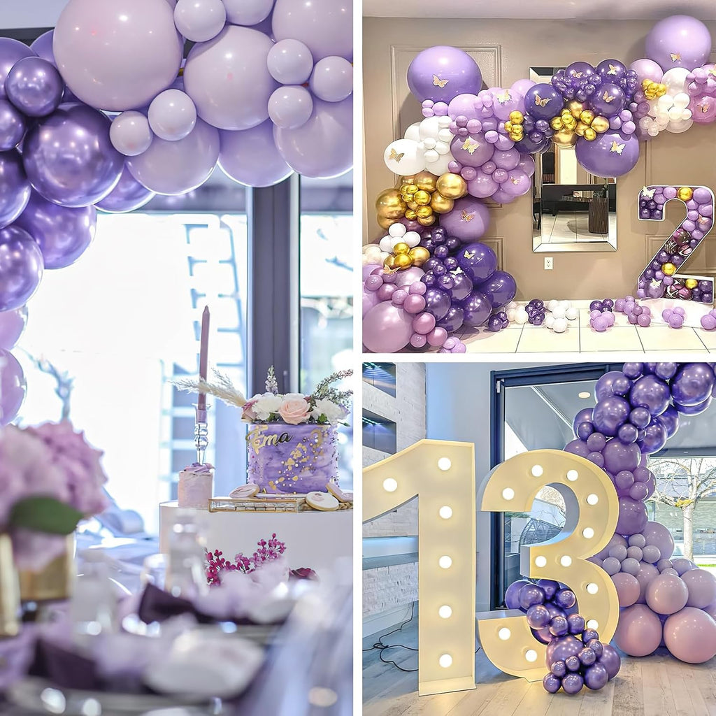 PartyWoo Metallic Purple Balloons - 50pcs 12 Inch Chrome Balloons for Graduation & Bridal Showers