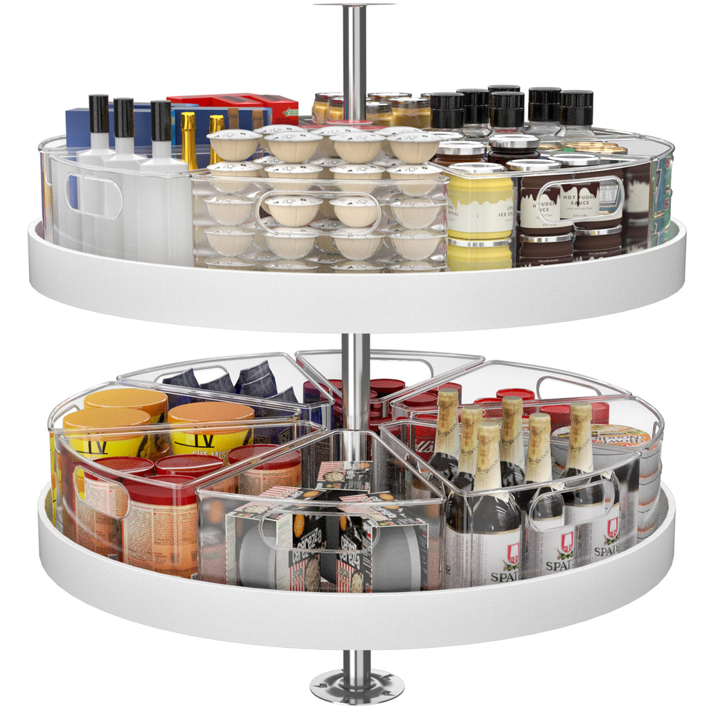 JOWBOOW Lazy Susan Organizer Bins for 28"-29" Diameter Corner Cabinet Lazy Susan, 8 Pack, Clear Plastic Cabinet and Pantry Storage Bin, 1/8 Wedge-Food Safe, BPA Free