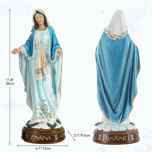 Ultym Blessed Virgin Mary Statue 12", Serene Divine Mercy Mother Statue, Our Lady of Grace Figurine for Home Altar, Church, Office, and Chrismtas Decor, Meaningful Catholic Gifts for Grandma & Mom
