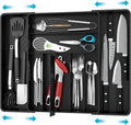 Simple Houseware Flatware Organizer - Adjustable Black Kitchen Drawer Tray with 9 Compartments for Utensils