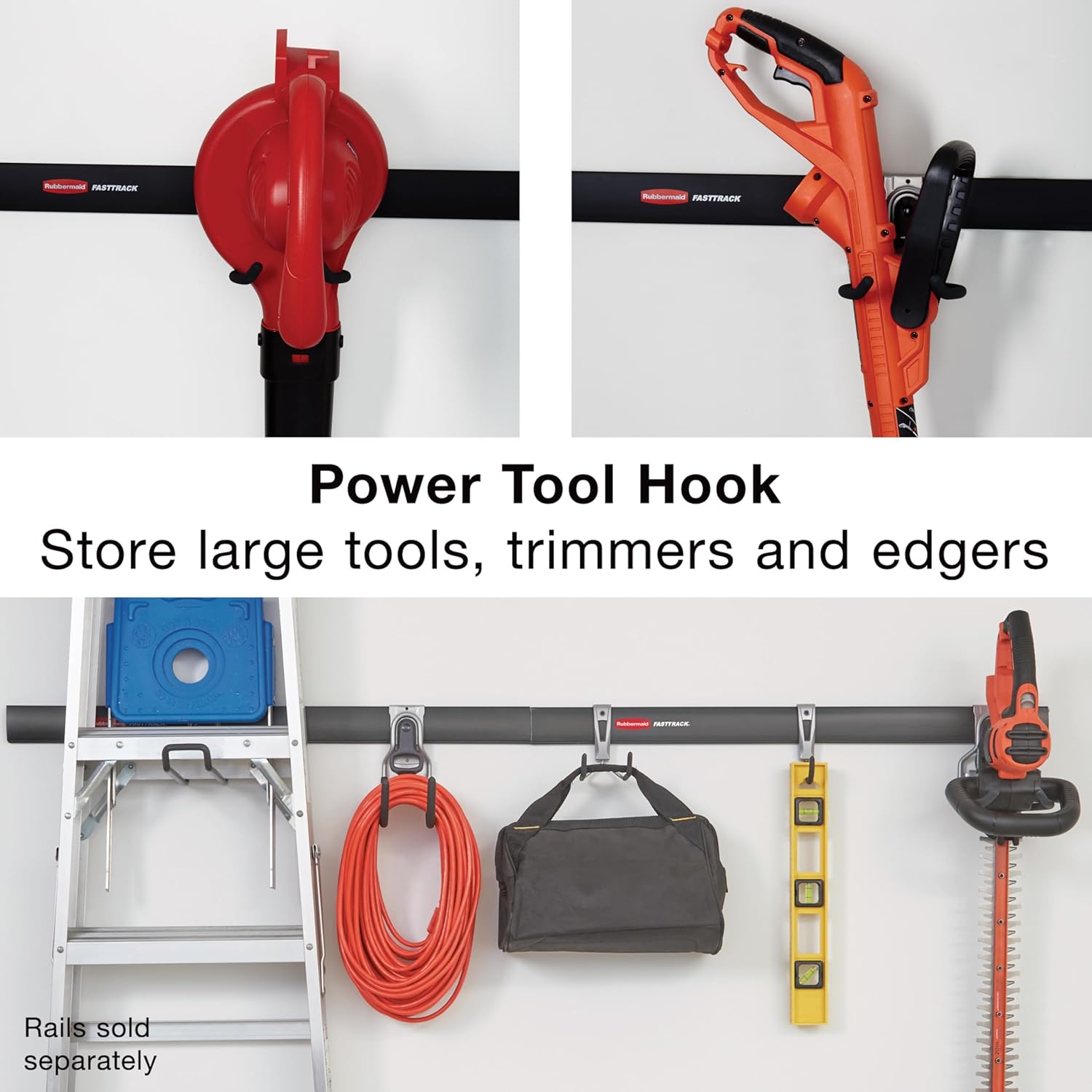 Rubbermaid Garage Power Tool Holder - Wall Mounted Storage System Holds Up to 50 Pounds | Satin Nickel Finish