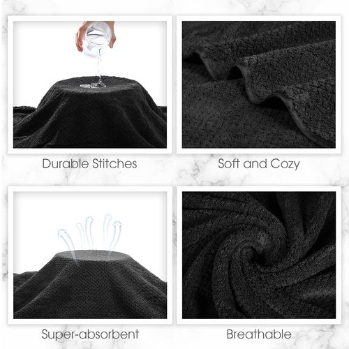Peryiter Oversized Bath Towels Set of 6 for Adults 40x80 Inches Extra Large Bath Towel Sets Bathroom Sheets Jumbo Shower Towels Quick Dry Absorbent Soft Microfiber for Adults(Black)