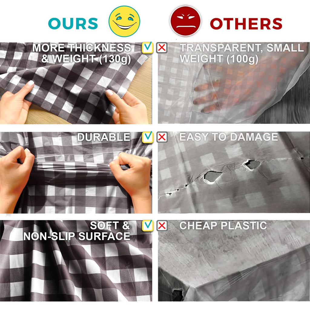 Smarty Kiddo Checkered Table Cloth Plastic Disposable Tablecloth Roll 54in X 100ft with Built in Cutter Box, Table Cover for Party, Picnic, Events Tablecloths