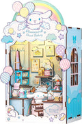 Hands Craft Cinnamoroll Cloud Bakery Book Nook Kit - Kawaii 3D Puzzle with LED Lights | DIY Wooden Decor
