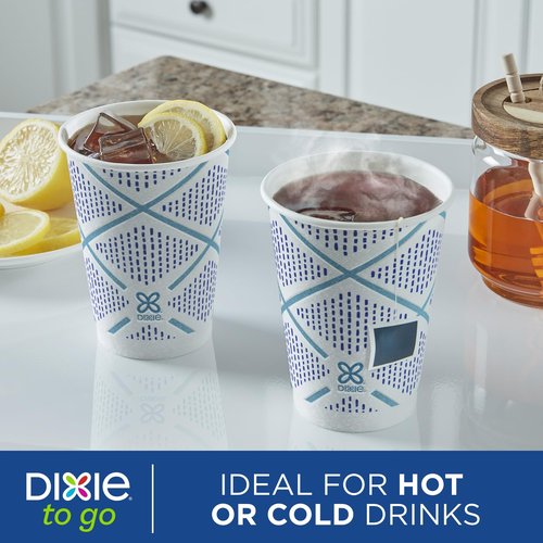 Dixie To Go Paper Coffee Cups With Lids, 16 oz, 108 ct, Disposable Insulated Paper Cups for On-The-Go Hot or Cold Beverages