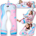 LUNAMIRA Unicorn Kids Body Pillow - 47" U-Shape Long Plush Soft Animal Pillow for Toddlers, Sleeping, Reading, ADHD & Special Needs Comfort, Anxiety, Washable Cover, Snuggle Cuddle for Boys & Girls