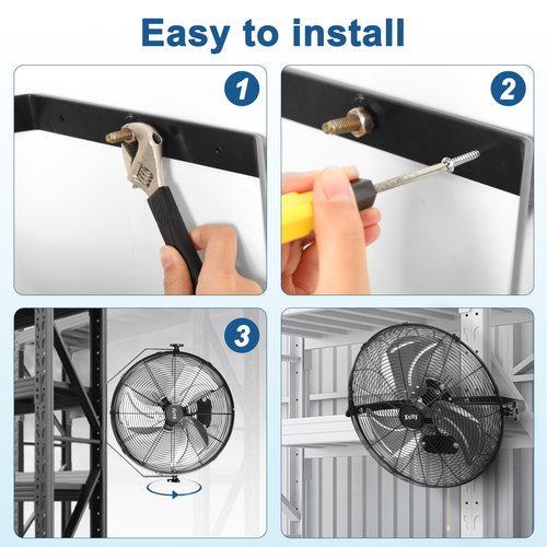 Xcity 18 Inch Metal Wall Mounted Fan, Max 4200 CFM High Velocity Industrial Fan with 3 Speeds & 360°Adjustable Tilt for Warehouse, Workshop, Greenhouse, Commercial