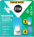 STEM Flying Insect Trap - Indoor Fruit Fly & Gnat Catcher for Home, Kitchen & Any Room, Attracts & Traps Bugs, Soft Blue UV Light - Includes 2 Plug-in Devices & 4 Cartridges