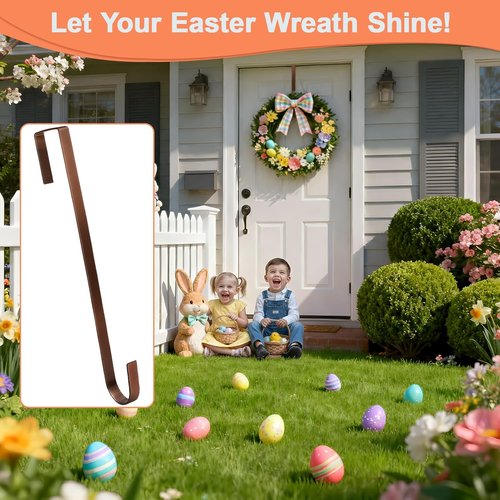 Metal Wreath Hanger by [Brand Name] - Non-Scratch Over the Door Hooks for Easy Front Door Décor | 12” Size