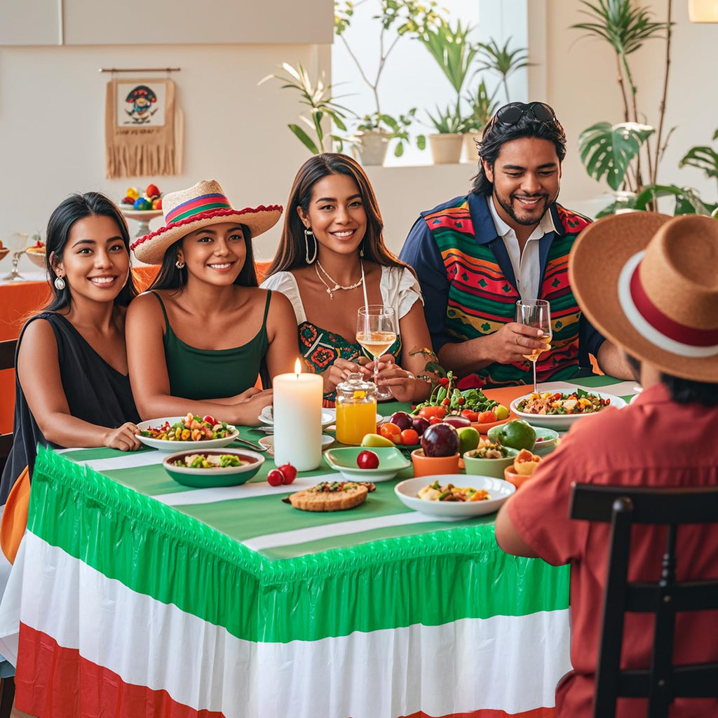 2 Pack Red White Green Table Skirts Italian Table Skirts for Italy Themed Party Supplies Mexican Table Skirting Plastic Disposable Table Skirts for Mexican Independence Day Birthday 2.4 x14 Ft