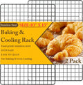 Skiennix 2PCS Cooling Racks - Heavy Duty Stainless Steel Wire for Baking & Grilling | 10" x 15" - Oven & Dishwasher Safe (Black)