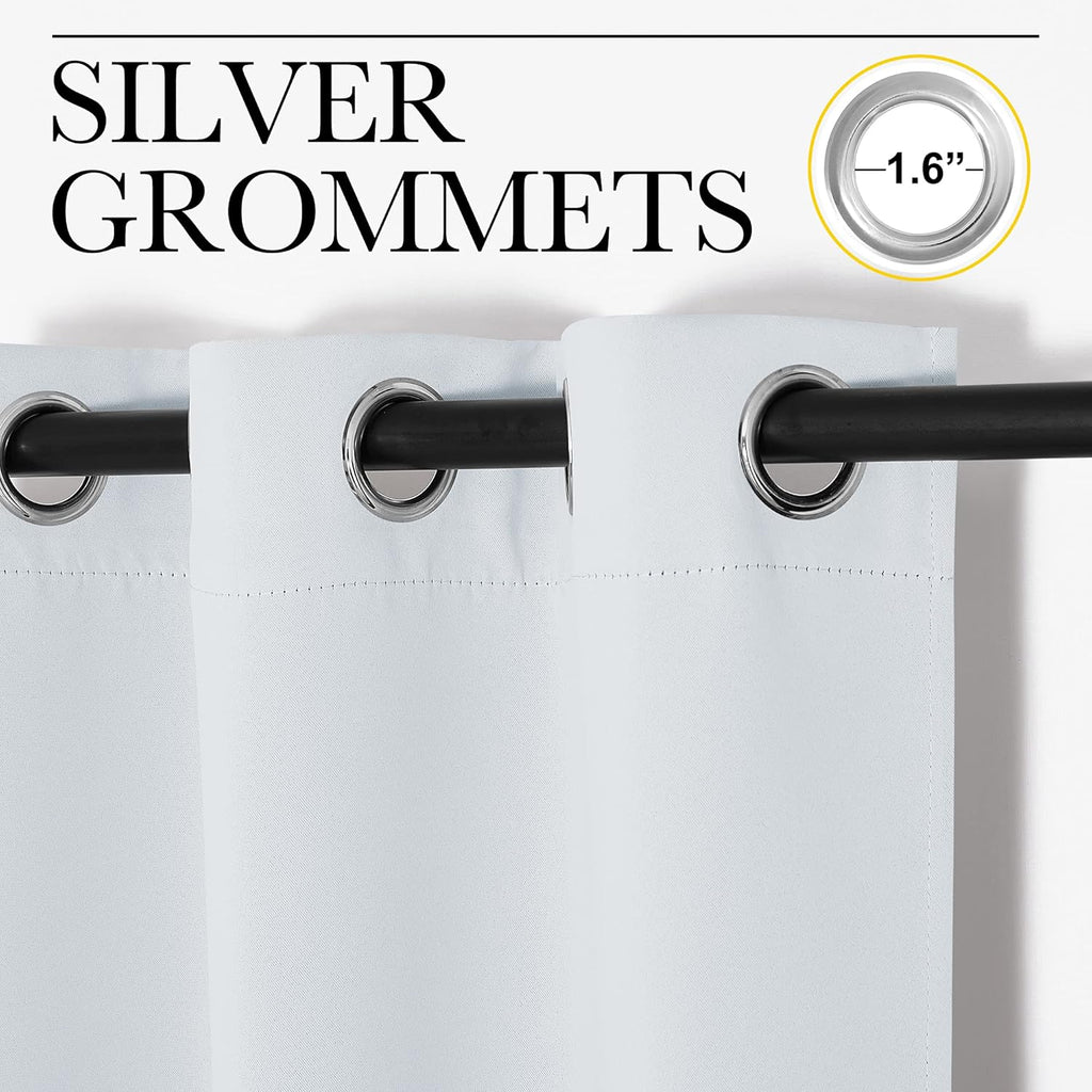 NICETOWN Room Darkening Curtains - Thermal Insulated Grommet Drapes for Bedroom | 2 Panels, 29x45, Platinum Greyish White