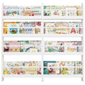 FOTOSOK 2 Pcs Kids Bookshelf, Set of 2 Wall Mount 4-Tier Book Shelf Organizer for Toys and Books, Toy Storage Bookshelf for Kids in Bedroom Living Room, White