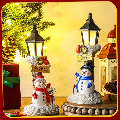 Karenhi Lighted Christmas Snowman Table Decorations - 2 Pack Indoor Centerpieces for Festive Holiday Decor