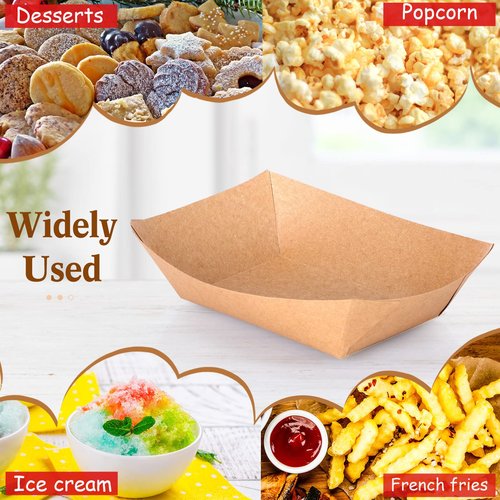Sherr 500 Pcs 5 lb Kraft Paper Food Trays Boats Bulk, Disposable Nacho Kraft Paper Food Serving Trays Brown for Nachos, Tacos, Fries, Hot Dog, Corn, Bbq, Festivals, Party (Natural)