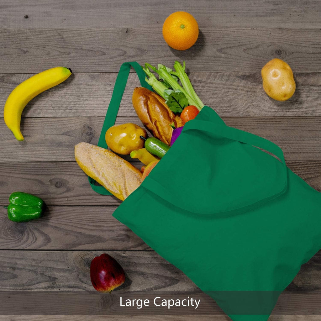 TOPDesign 24-Pack Kelly Green Cotton Tote Bags - Lightweight Reusable Grocery Bags for DIY & Promotions