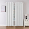 Joydeco 60% Blackout White Curtains - Thermal Insulated Grommet Drapes | 84 Inch Length, Greyish White, 2 Panels