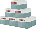 DECOMOMO Small Storage Baskets - Teal & White Closet Organizing Bins | 6 Pack for Efficient Shelving