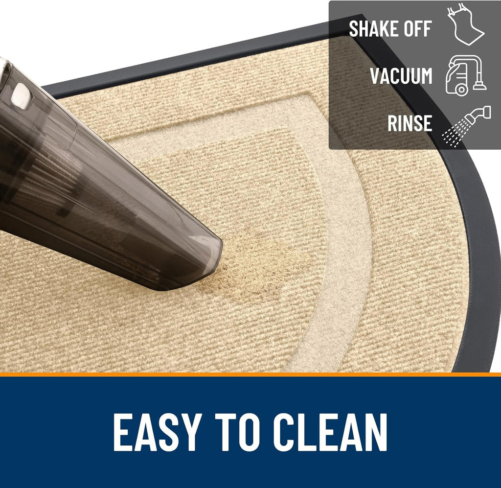 OLANLY Half Circle Door Mat - Waterproof All-Season Indoor/Outdoor Doormat, Easy Clean, 29.5x17, Beige