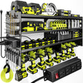 POKIPO Large Power Tool Organizer - Heavy Duty Wall Mount Storage Rack with Charging Station | Holds 600lbs