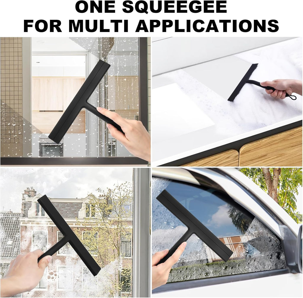 Skiennix Shower Squeegee - Stainless Steel with Silicone Blade | Streak-Free Glass & Mirror Cleaner