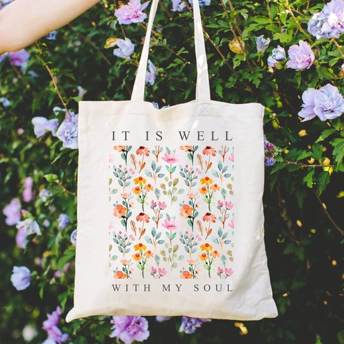 Haukea Bible Canvas Tote - Aesthetic Floral Christian Tote Bags - Inspirational Gifts for Women - Faith Based Religious Church Bags