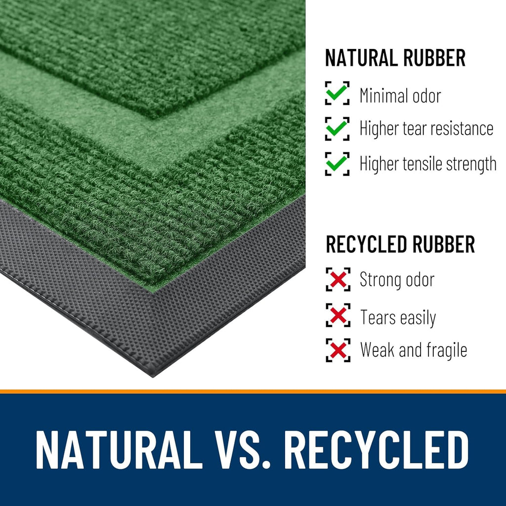 OLANLY Waterproof Front Door Mat - All-Season, Fade Resistant, Easy Clean | 33x21 Inches, Green