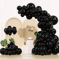 Shiny Metallic Black Balloons - 145-Piece Latex Arch Kit for Graduation, Halloween & Birthday Decor