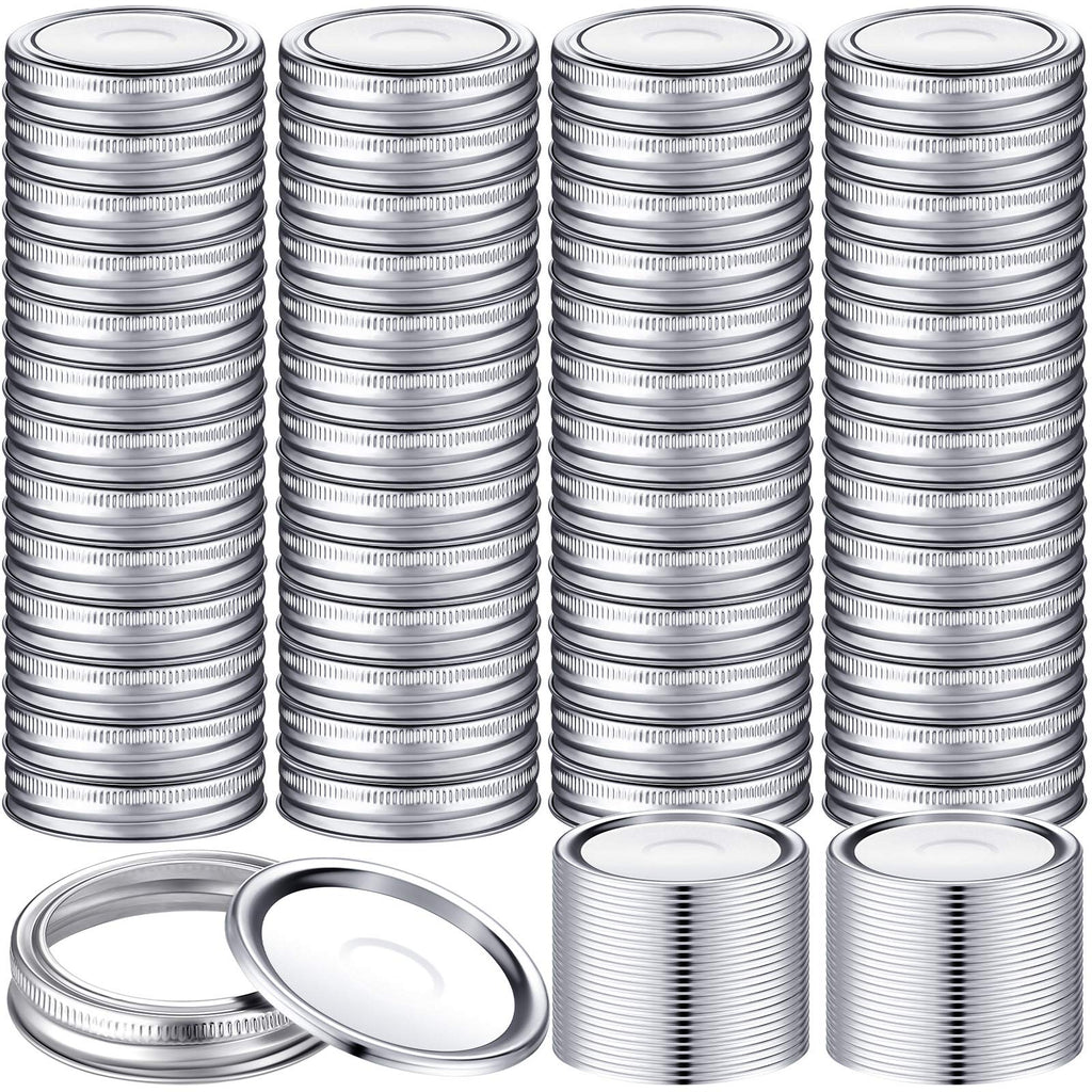 Patelai 100 Pcs Regular Mouth Canning Lids with Rings 70mm Mason Jar Lids with Bands Split Type Mason Canning Jar Rings, Food Grade Material, Leak Proof, Airtight