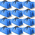 HOMESURE 12 Pack Large Moving Bags - Heavy Duty, Water-Resistant Storage Totes | Space-Saving Design (Sky Blue)